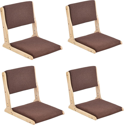 Tiita Foldable Meditation Floor Chairs with Back Support, Wood Grey