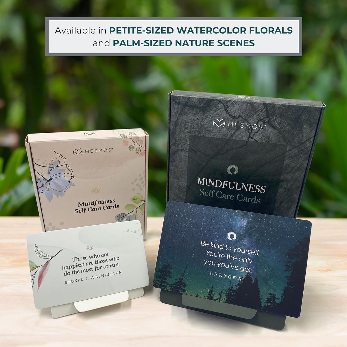 MESMOS 52 Mindfulness Cards with Action Plans. Relaxation Stress Relief Gifts for Men and Women, Positive Affirmation Cards, Anxiety Relief Items, Meditation Self Care Kit, Relaxing Spiritual Gifts