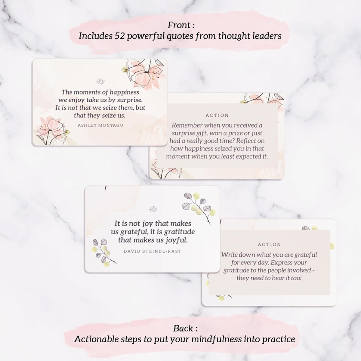 MESMOS 52 Mindfulness Cards with Action Plans. Relaxation Stress Relief Gifts for Men and Women, Positive Affirmation Cards, Anxiety Relief Items, Meditation Self Care Kit, Relaxing Spiritual Gifts