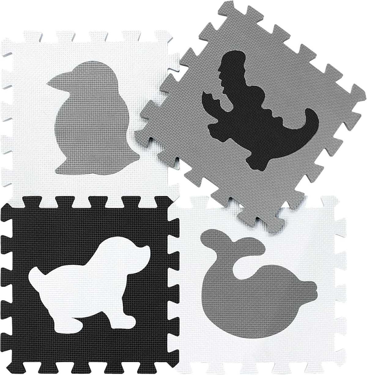 EVA Rubber 18 Tiles Interlocking Puzzle Foam Floor Mats - Baby Play Mat for Playing | Exercise Mat for Home Workout. White, Pink, Gray. QC-ACLb18N