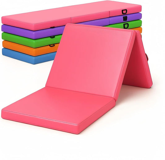 6ft x 2ft Folding Gymnastics Mat - 2-Inch Thick High Density Foam Yoga Mat, Non-Slip Gym Floor Mat for Home Workouts, Pilates & Stretching, Waterproof Oil-Proof Portable Exercise Mat.