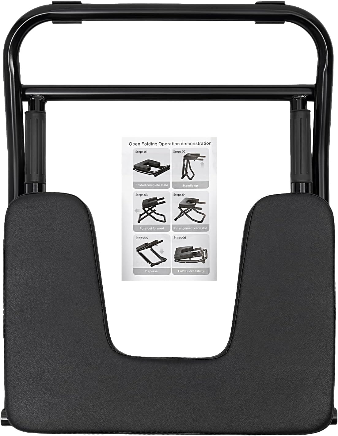Foldable Yoga Inversion Chair for Headstand and Back Relief, Black, Steel Frame with PU Cushion, 330 lbs Weight Capacity, Portable Workout Bench