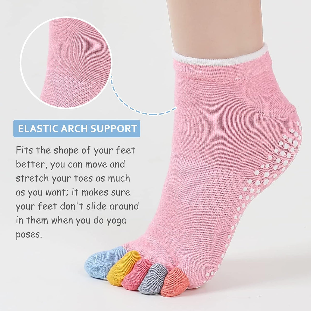 Yoga Toe Socks for Women: Non Slip Grip Socks for Pilates Dance