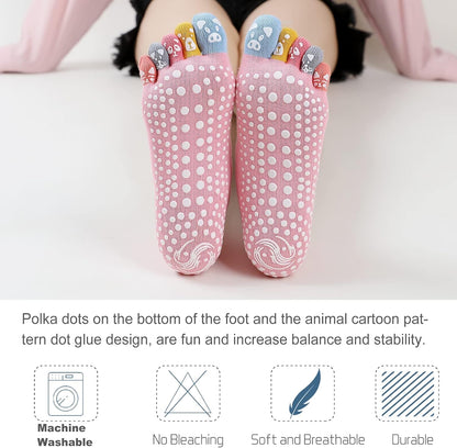 Yoga Toe Socks for Women: Non Slip Grip Socks for Pilates Dance