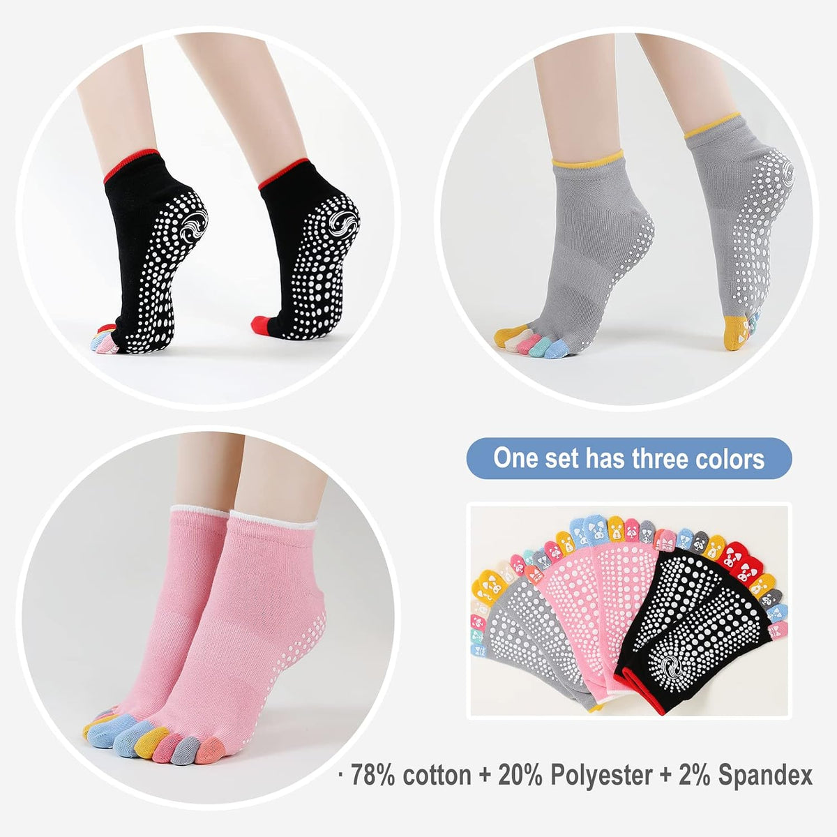 Yoga Toe Socks for Women: Non Slip Grip Socks for Pilates Dance
