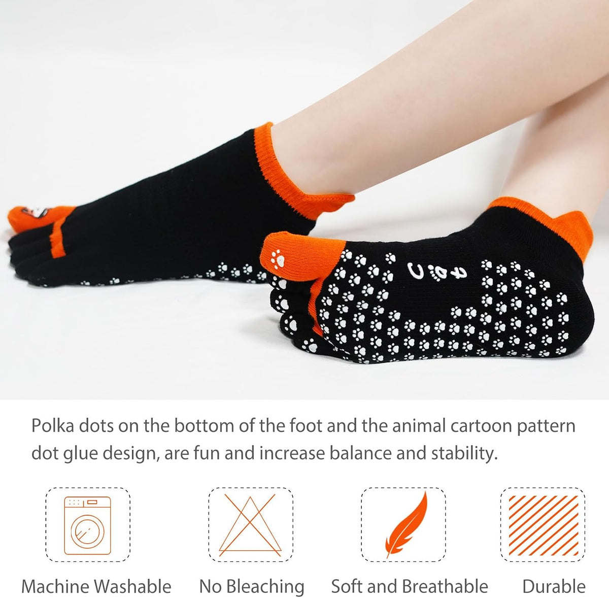 Yoga Toe Socks for Women: Non Slip Grip Socks for Pilates Dance