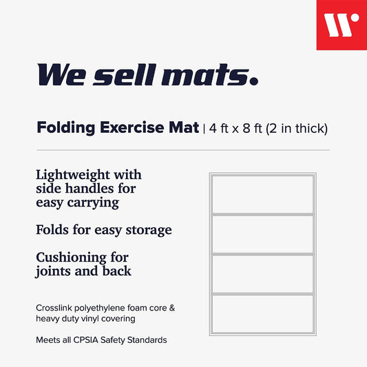 Folding Exercise Mat - 2" Thick X-Large 4x8'