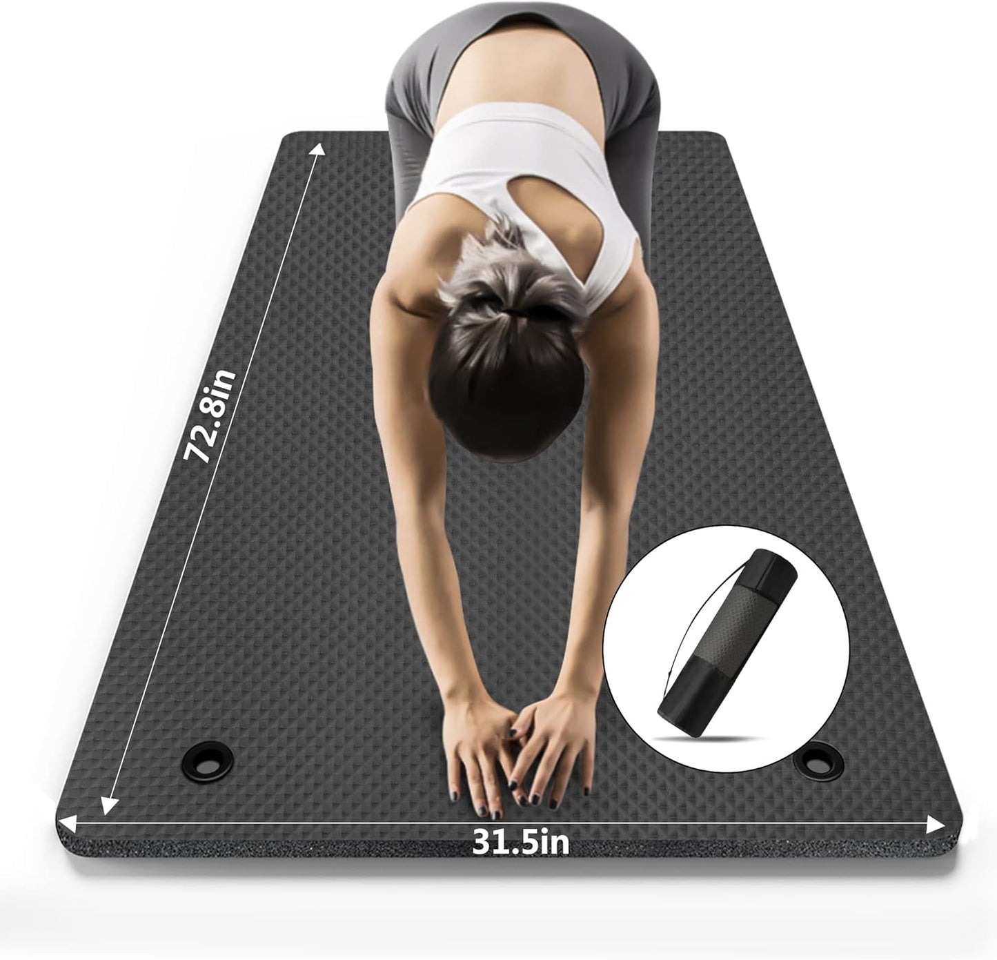 Yoga Mat 72.8" x 31.5" x 2/5 inch Thick With Strap and Bag, Extra Wide Workout Mat for Women and Men, Non Slip Exercise Mat for Home Outdoor Yoga, Pilates, Stretching, Floor & Fitness Workouts