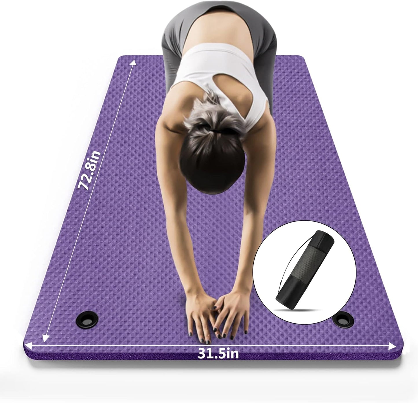 Yoga Mat 72.8" x 31.5" x 2/5 inch Thick With Strap and Bag, Extra Wide Workout Mat for Women and Men, Non Slip Exercise Mat for Home Outdoor Yoga, Pilates, Stretching, Floor & Fitness Workouts