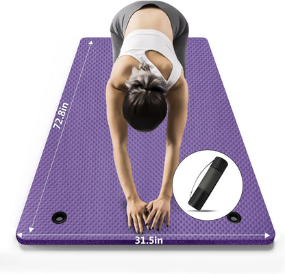 Yoga Mat 72.8" x 31.5" x 2/5 inch Thick With Strap and Bag, Extra Wide Workout Mat for Women and Men, Non Slip Exercise Mat for Home Outdoor Yoga, Pilates, Stretching, Floor & Fitness Workouts
