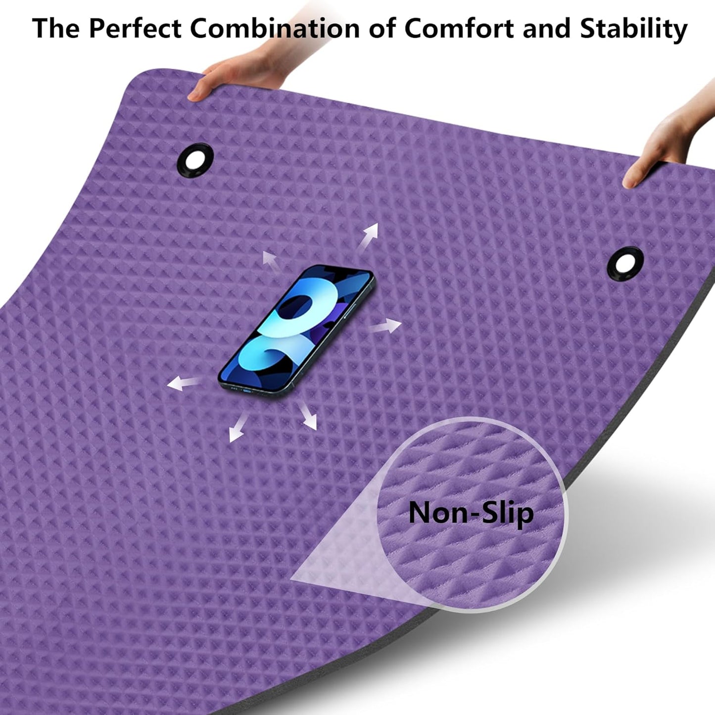 Yoga Mat 72.8" x 31.5" x 2/5 inch Thick With Strap and Bag, Extra Wide Workout Mat for Women and Men, Non Slip Exercise Mat for Home Outdoor Yoga, Pilates, Stretching, Floor & Fitness Workouts