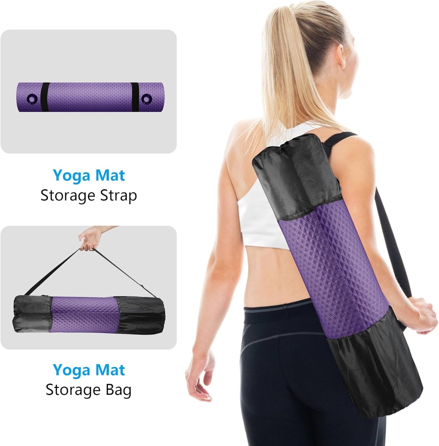 Yoga Mat 72.8" x 31.5" x 2/5 inch Thick With Strap and Bag, Extra Wide Workout Mat for Women and Men, Non Slip Exercise Mat for Home Outdoor Yoga, Pilates, Stretching, Floor & Fitness Workouts