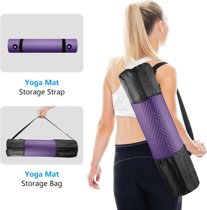 Yoga Mat 72.8" x 31.5" x 2/5 inch Thick With Strap and Bag, Extra Wide Workout Mat for Women and Men, Non Slip Exercise Mat for Home Outdoor Yoga, Pilates, Stretching, Floor & Fitness Workouts