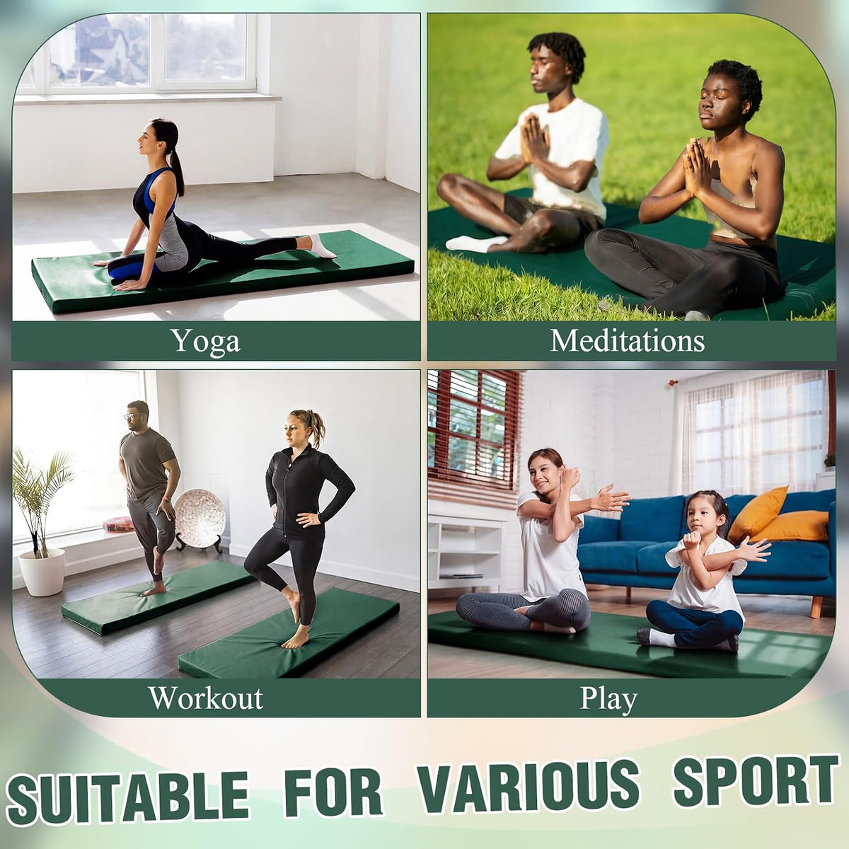 3 Inch Thick Yoga Mat, 72 x 24 Inch Cushioned Foam Floor Mat with Carry Strap, Non Slip PU Leather Workout Pad for Pilates, Stretching, Restorative Yoga and Home Gym