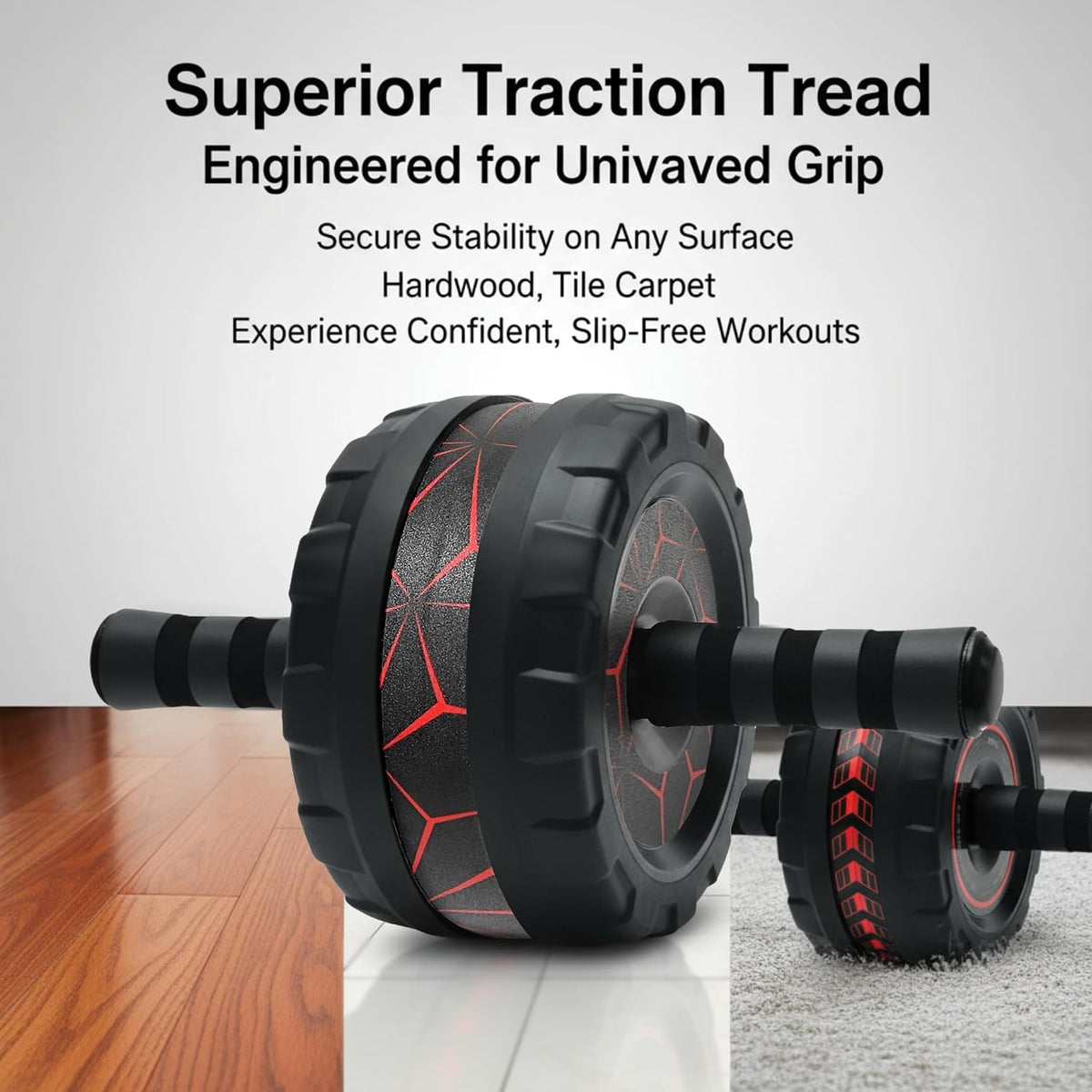 Ab Roller Wheel with Knee Pad, Core Strength Trainer for Home Gym, Abdominal Workout Equipment for Men & Women
