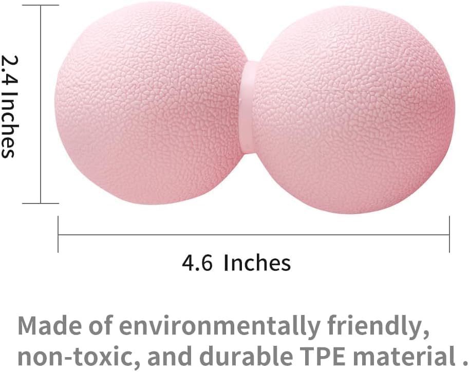 Double Lacrosse Peanut Massage Ball for Deep Tissue Pain Relief - Micro-Elastic Myofascial Roller Ball for Back and Neck, Foot and Physical Therapy (Pink)