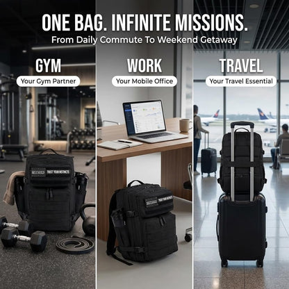 35L Athletic Gym Backpack - Durable 1000D Waterproof Oxford Material with MOLLE Webbing, Laptop Pocket - Colors A