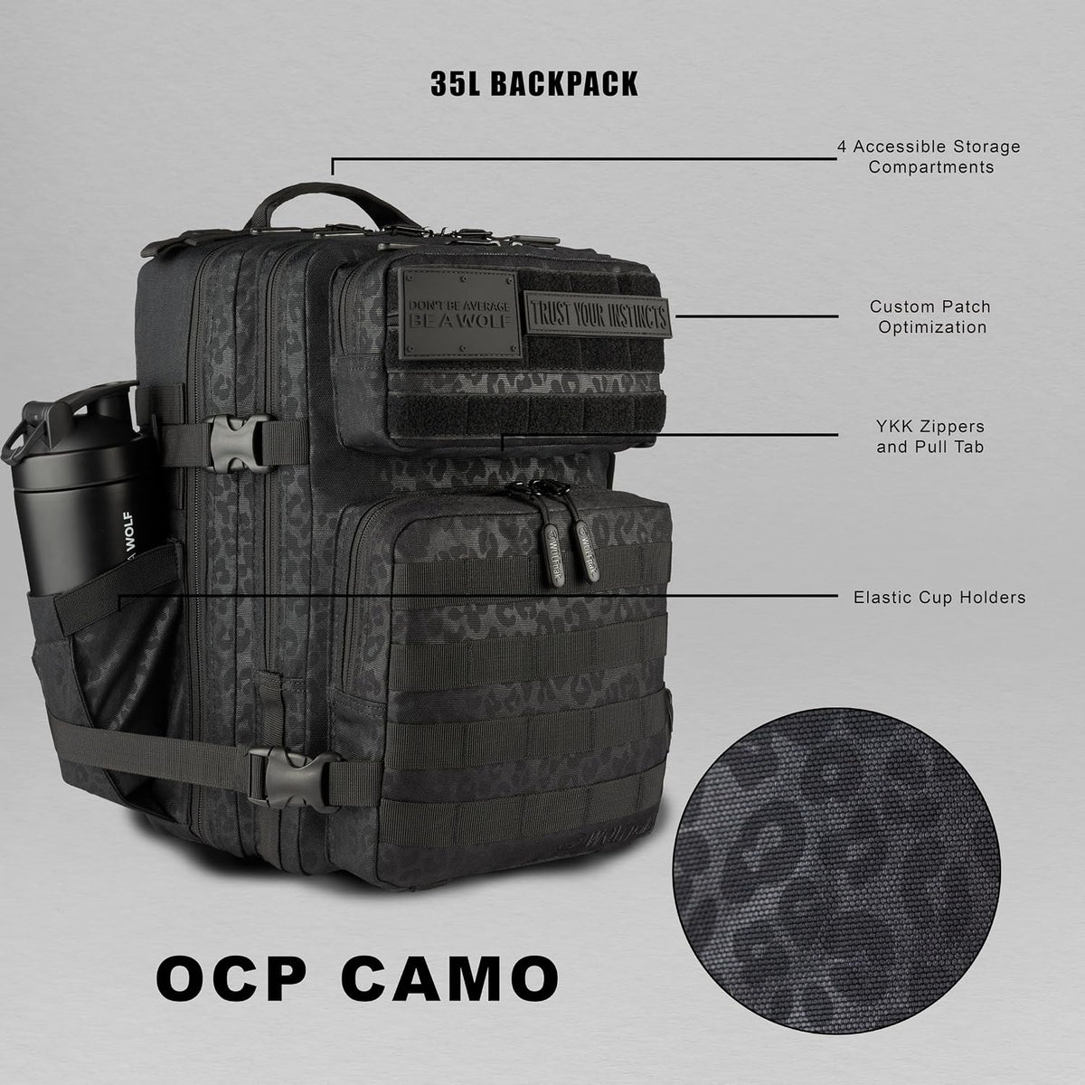 35L Athletic Gym Backpack - Durable 1000D Waterproof Oxford Material with MOLLE Webbing, Laptop Pocket - Colors A