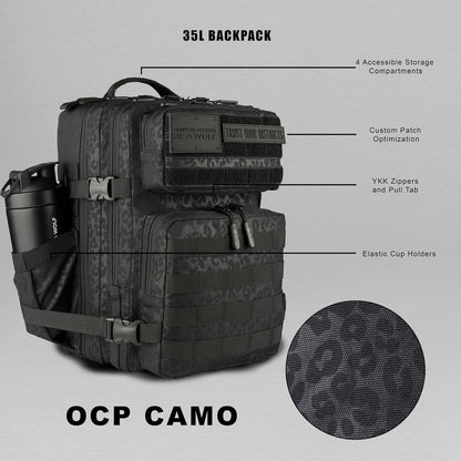 35L Athletic Gym Backpack - Durable 1000D Waterproof Oxford Material with MOLLE Webbing, Laptop Pocket - Colors A