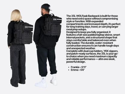 35L Athletic Gym Backpack - Durable 1000D Waterproof Oxford Material with MOLLE Webbing, Laptop Pocket - Colors A
