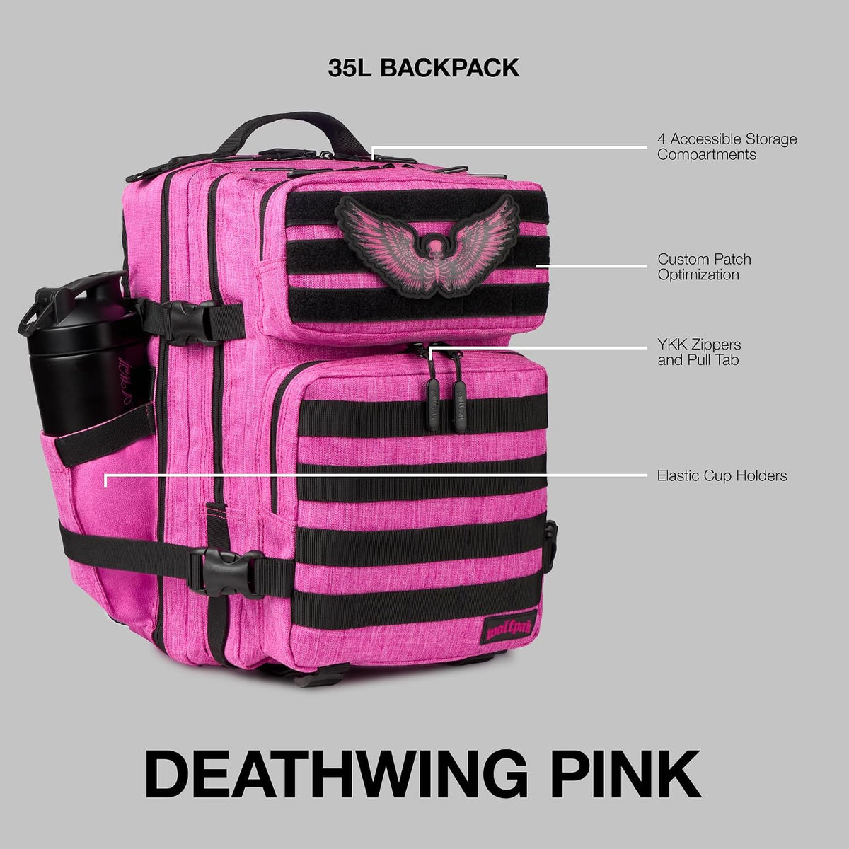 35L Athletic Gym Backpack - Durable 1000D Waterproof Oxford Material with MOLLE Webbing, Laptop Pocket - Colors A