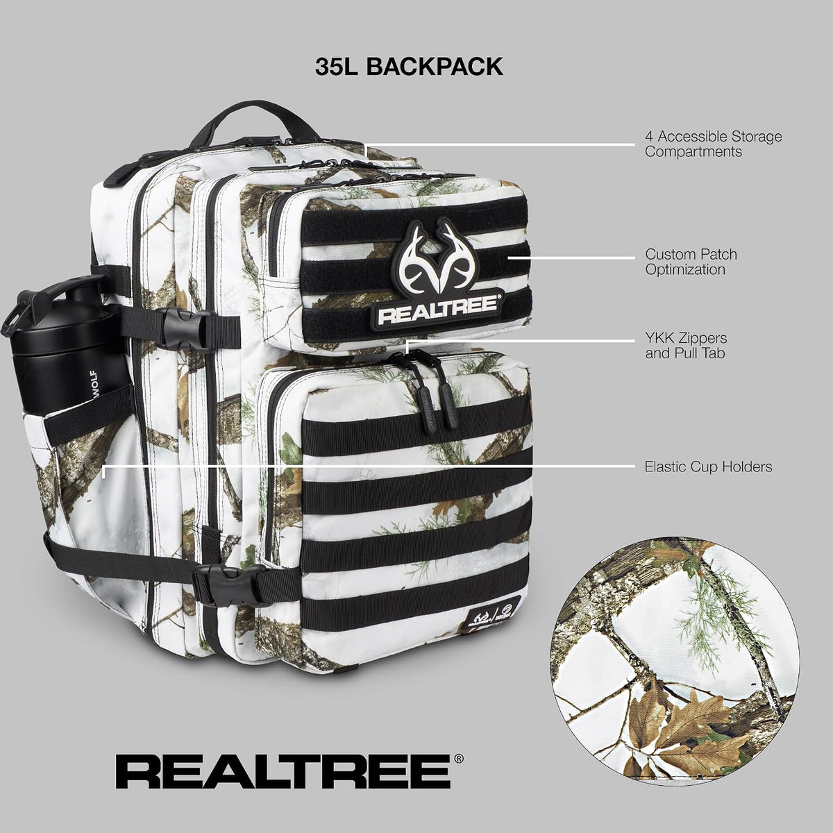 35L Athletic Gym Backpack - Durable 1000D Waterproof Oxford Material with MOLLE Webbing, Laptop Pocket - Colors A