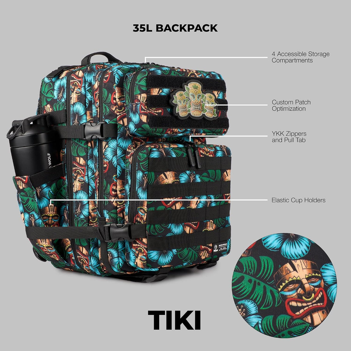 35L Athletic Gym Backpack - Durable 1000D Waterproof Oxford Material with MOLLE Webbing, Laptop Pocket - Colors A