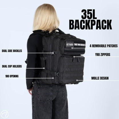 35L Athletic Gym Backpack - Durable 1000D Waterproof Oxford Material with MOLLE Webbing, Laptop Pocket - Colors A