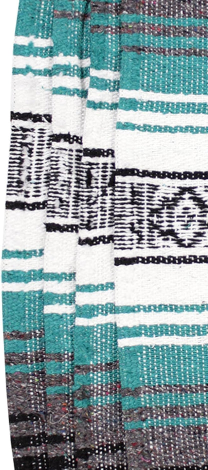 Authentic Mexican Falsa Blanket (Teal Green)