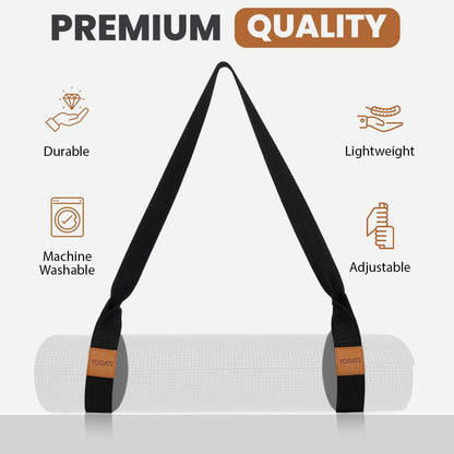 ® Yoga Mat Straps for Carrying | Adjustable Cotton Yoga Strap for Carrying Mats | Fits Standard and Thick Yoga or Pilates Matt | Practical & Perfect Yoga Mat Carrying Strap Design that Lasts