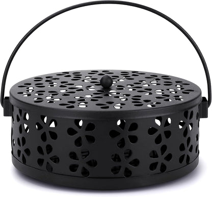 Mosquito Incense Coil Holder Indoor Outdoor Citronella Incense Coil Holder for Home Patio Camping (Black)