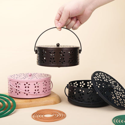 Mosquito Incense Coil Holder Indoor Outdoor Citronella Incense Coil Holder for Home Patio Camping (Black)