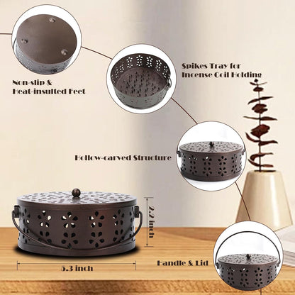 Mosquito Incense Coil Holder Indoor Outdoor Citronella Incense Coil Holder for Home Patio Camping (Black)