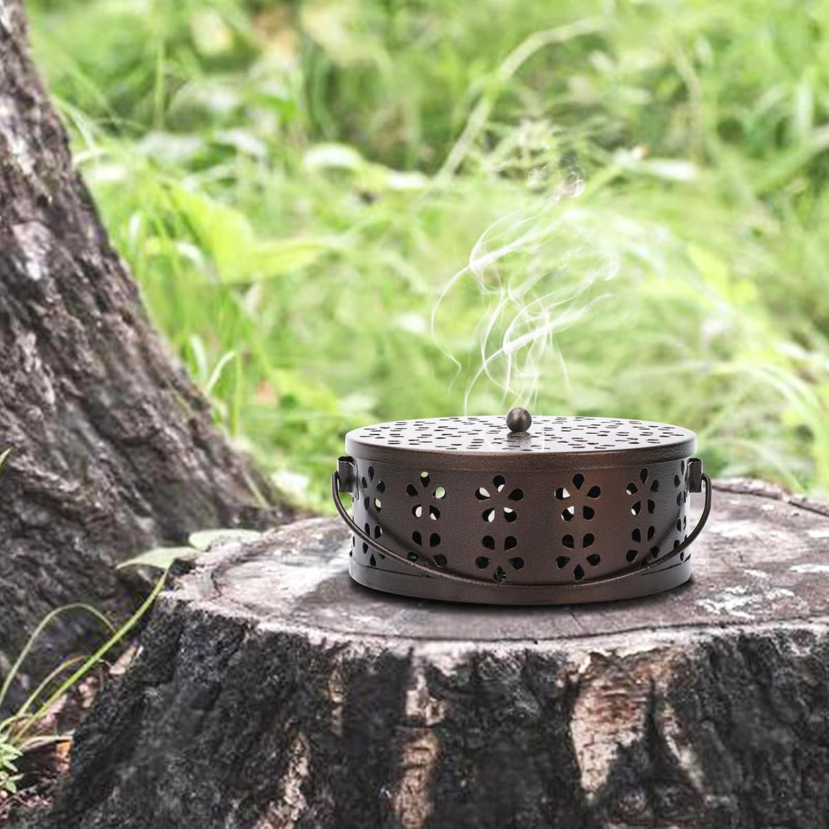 Mosquito Incense Coil Holder Indoor Outdoor Citronella Incense Coil Holder for Home Patio Camping (Black)