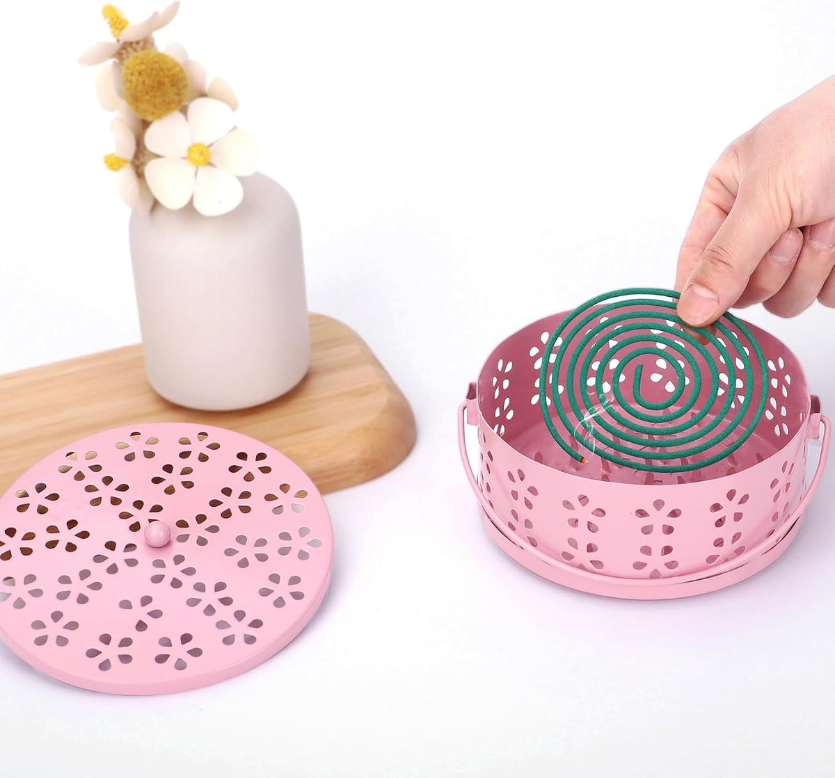 Mosquito Incense Coil Holder Indoor Outdoor Citronella Incense Coil Holder for Home Patio Camping (Black)