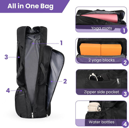 Yoga Mat Bag Carrier Large Capacity Yoga Backpack for Women