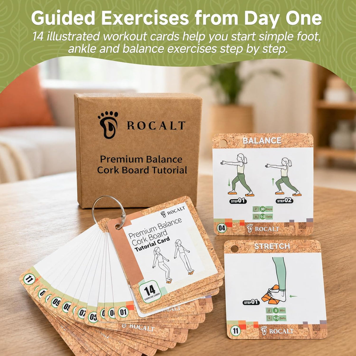 Cork Balance Board, Foot and Ankle Strengthener Kit