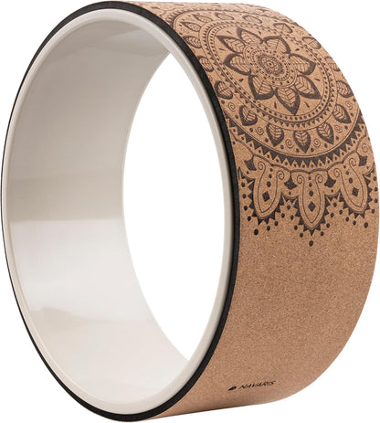 Cork Yoga Wheel - Prop for Stretching, Flexibility, Back Bends - Helps Deepen Poses and Stretch Back, Shoulders, Chest - 13" (33cm) Diameter