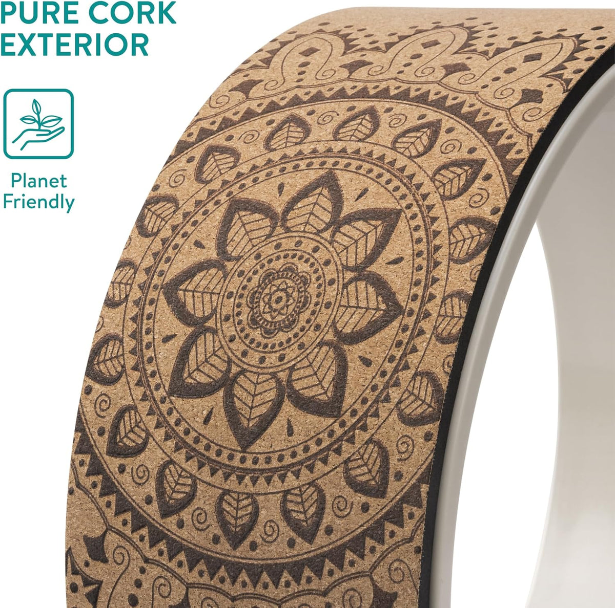 Cork Yoga Wheel - Prop for Stretching, Flexibility, Back Bends - Helps Deepen Poses and Stretch Back, Shoulders, Chest - 13" (33cm) Diameter