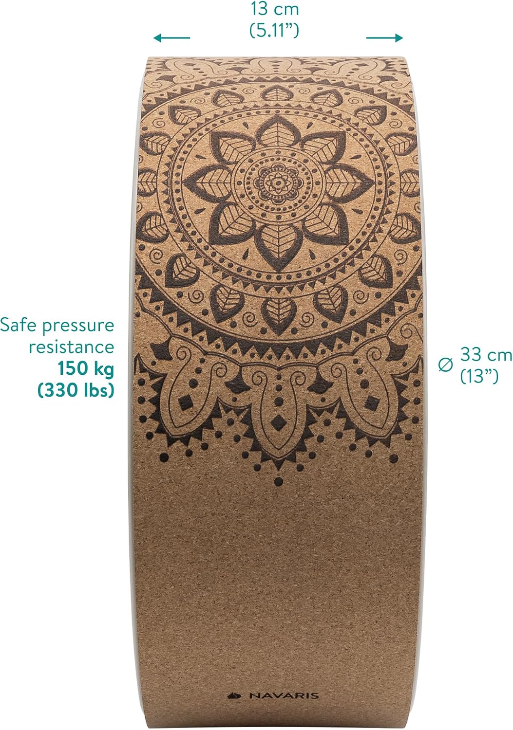 Cork Yoga Wheel - Prop for Stretching, Flexibility, Back Bends - Helps Deepen Poses and Stretch Back, Shoulders, Chest - 13" (33cm) Diameter