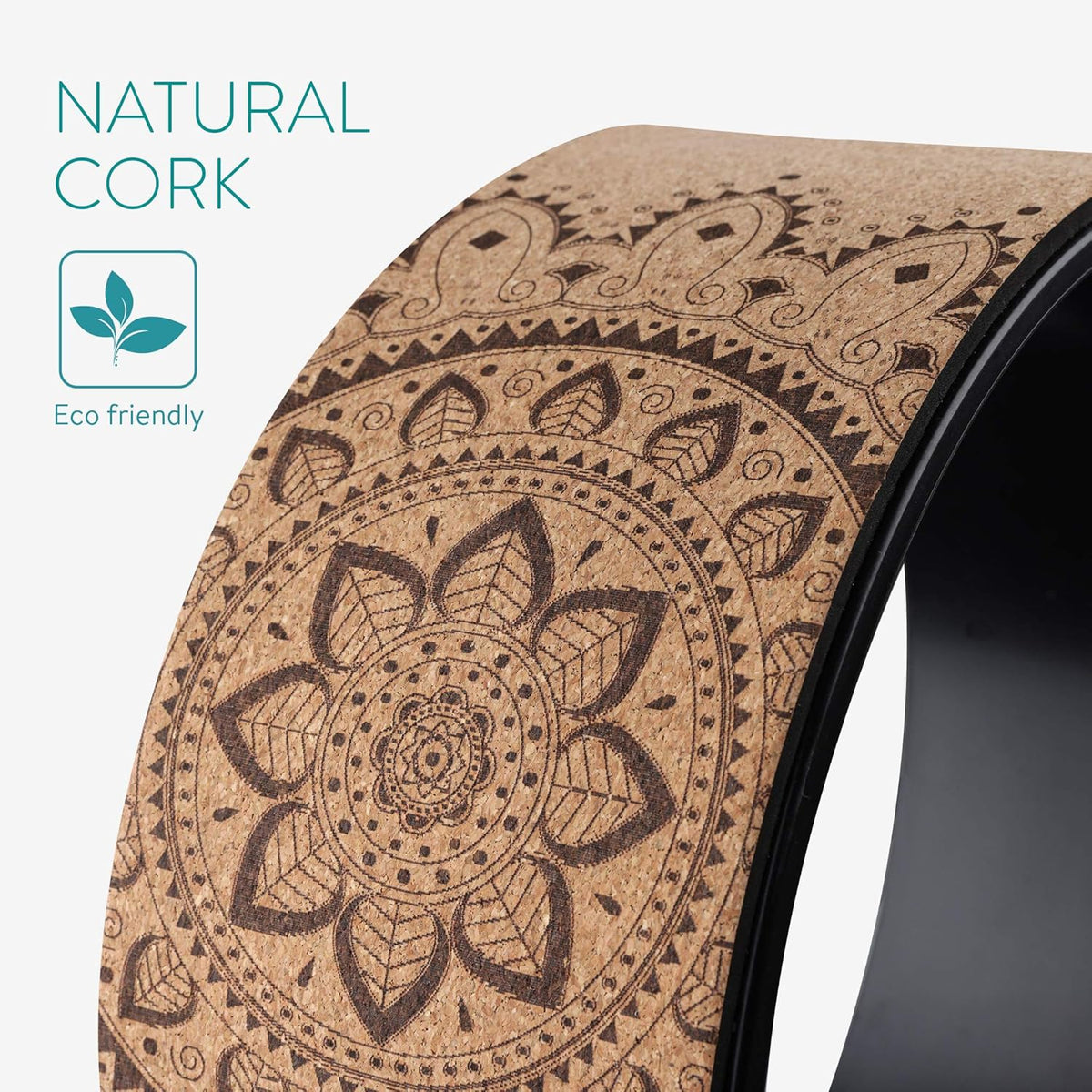 Cork Yoga Wheel - Prop for Stretching, Flexibility, Back Bends - Helps Deepen Poses and Stretch Back, Shoulders, Chest - 13" (33cm) Diameter