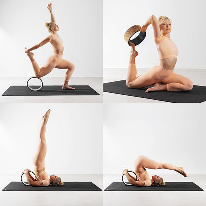 Cork Yoga Wheel - Prop for Stretching, Flexibility, Back Bends - Helps Deepen Poses and Stretch Back, Shoulders, Chest - 13" (33cm) Diameter