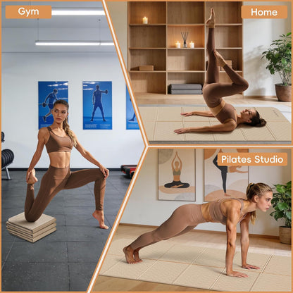 Foldable Yoga Mat, 70"x24"x0.31" TPE Non-Slip Mat with Bag