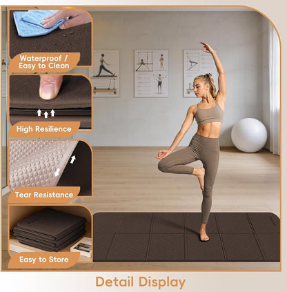 Foldable Yoga Mat, 70"x24"x0.31" TPE Non-Slip Mat with Bag
