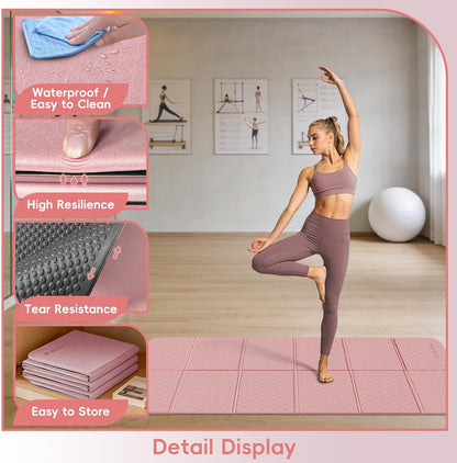 Foldable Yoga Mat, 70"x24"x0.31" TPE Non-Slip Mat with Bag