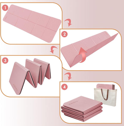 Foldable Yoga Mat, 70"x24"x0.31" TPE Non-Slip Mat with Bag