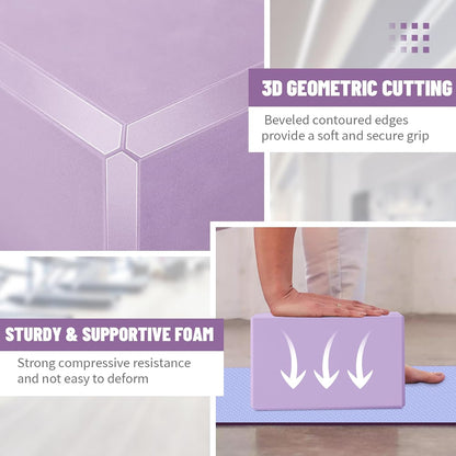 Yoga Blocks 2 Pack 3x6x9IN Foam Block Latex-Free with Stretch Band