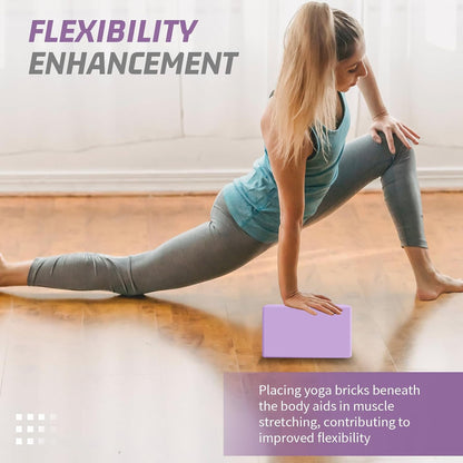 Yoga Blocks 2 Pack 3x6x9IN Foam Block Latex-Free with Stretch Band