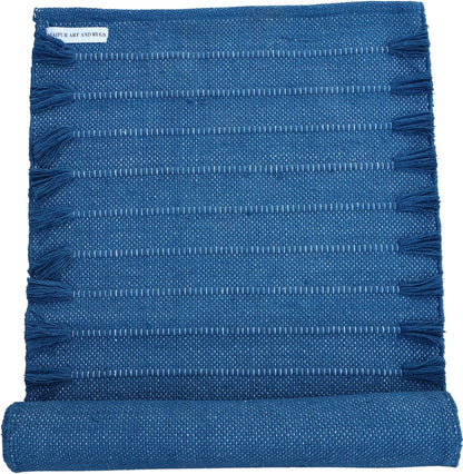 Jaipur Art & Rugs Cotton Yoga Rug - Eco-Friendly Hand-Woven Thick Mat (24”x72”x5mm) for Everyday Fitness at Home - Comfortable & Extra-Long - Colors B