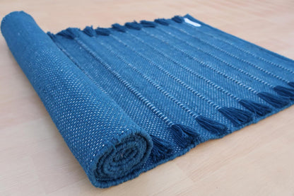 Jaipur Art & Rugs Cotton Yoga Rug - Eco-Friendly Hand-Woven Thick Mat (24”x72”x5mm) for Everyday Fitness at Home - Comfortable & Extra-Long - Colors B